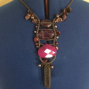 Chicos long BoHo semiprecious necklace black chain